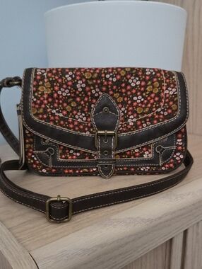 Nine West Vintage America Collection Floral Brown & Orange Corduroy Bag